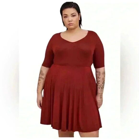 Torrid NWT Brown Skater Mini Dress Size 2x 18-20 - Picture 1 of 8